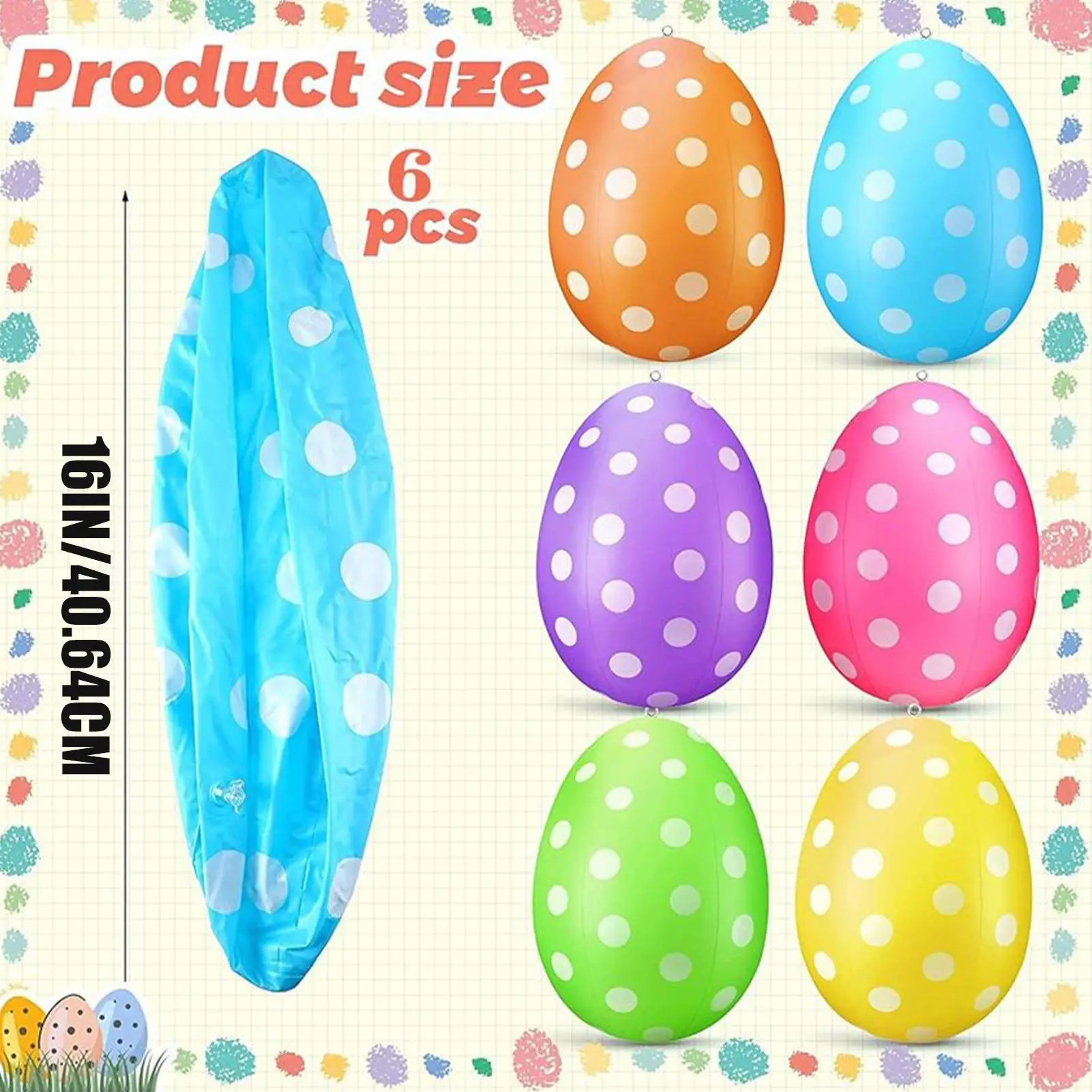 6개 세트 부풀리는 부활절 달걀/부활절 PVC 풍선 달 - Party Games Easter Egg 리뷰 및 가격